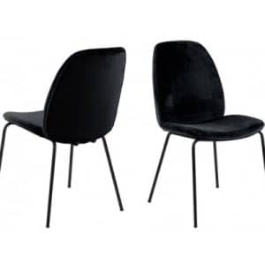 2 x Carmen Spisebordsstole i velour H88 cm - Sort/Sort