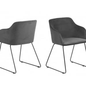 2 x Casablanca Spisebordsstole i velour H80 cm - Sort/Antracit