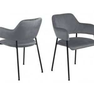 2 x Lima Spisebordsstole i velour H82 cm - Sort/Mørkegrå