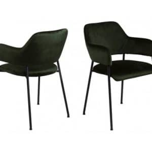 2 x Lima Spisebordsstole i velour H82 cm - Sort/Olivengrøn