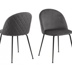 2 x Louise Spisebordsstole i velour H81 cm - Sort/Mørkegrå