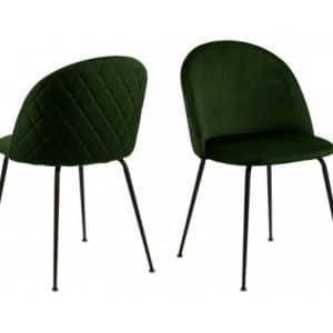 2 x Louise Spisebordsstole i velour H81 cm - Sort/Olivengrøn