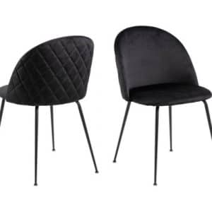 2 x Louise Spisebordsstole i velour H81 cm - Sort/Sort