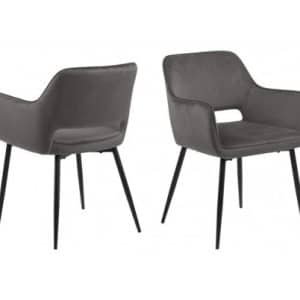 2 x Ranja Spisebordsstole i velour H79 cm - Sort/Mørkegrå