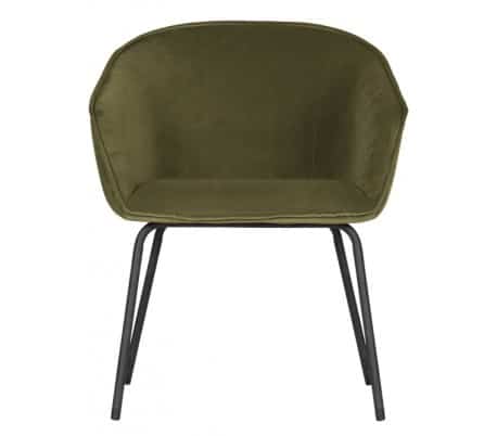2 x Spisebordsstole med armlæn i velour H75 cm - Armygrøn
