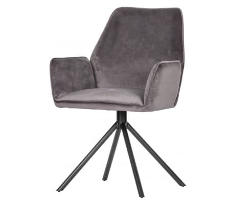 2 x Spisebordsstole med armlæn i velour H88 cm - Grå