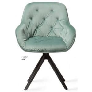 2 x Tara Rotérbare Spisebordsstole H84 cm velour - Sort/Jadegrøn