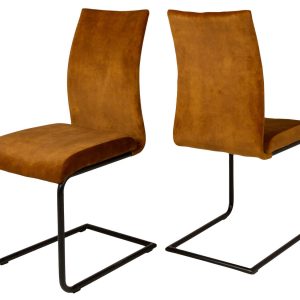 CANETT Stockholm spisebordsstol - brun velour og sort jern
