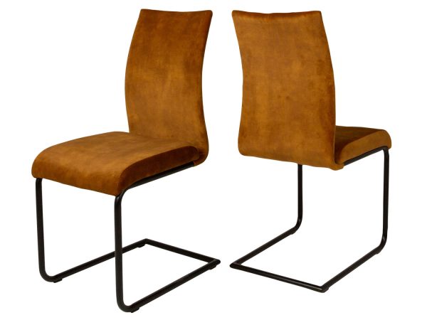 CANETT Stockholm spisebordsstol - brun velour og sort jern