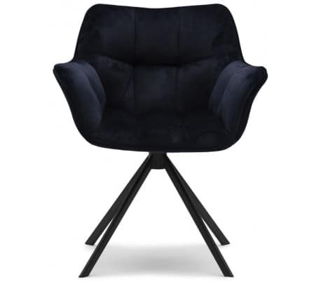 Carnaby Spisebordsstol i velour og metal H80 cm - Sort/Indigo blå