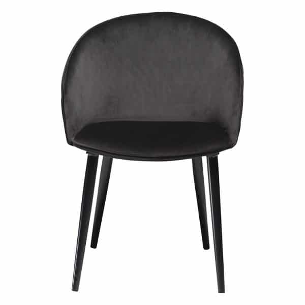 DAN-FORM Dual spisebordsstol, m. armlæn - sort velour og sort stål