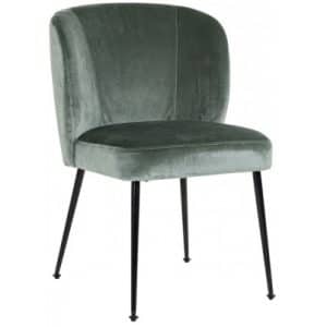 Fallon spisebordsstol i velour H84 cm - Sort/Jadegrøn