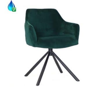 Furtado rotérbar spisebordsstol i velour H80 cm - Sort/Mørkegrøn