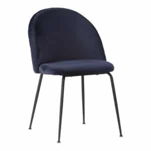 HOUSE NORDIC Geneve spisebordsstol - blå/sort velour/stål