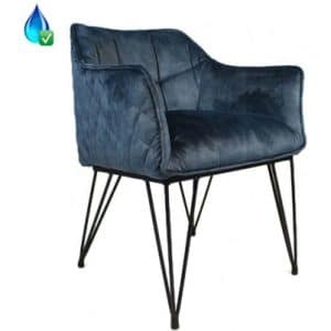 Jayron Spisebordsstol i velour H81 cm - Sort/Blå