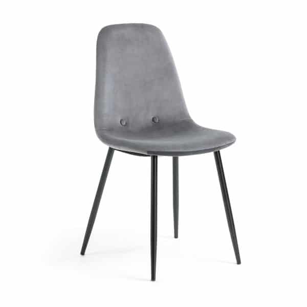 LAFORMA Lissy spisebordsstol - grå velour og sort stål