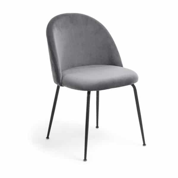 LAFORMA Mystere spisebordsstol - grå velour og sort stål