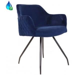 Nelly Spisebordsstol i velour H81,5 cm - Sort/Mørkeblå