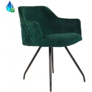Nelly Spisebordsstol i velour H81,5 cm - Sort/Mørkegrøn