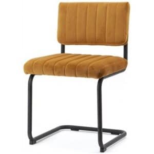 Spisebordsstol i velour og metal H83 cm - Okker