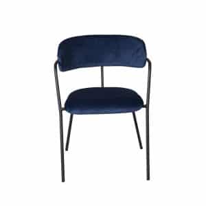 VENTURE DESIGN Arrow spisebordsstol, m. armlæn - blå velour og sort metal