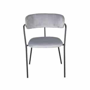 VENTURE DESIGN Arrow spisebordsstol, m. armlæn - grå velour og sort metal