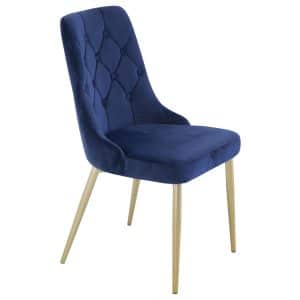 VENTURE DESIGN Velvet Deluxe spisebordsstol - blå velour og metal