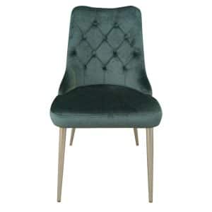 VENTURE DESIGN Velvet Deluxe spisebordsstol, m. armlæn - grøn velour og metal