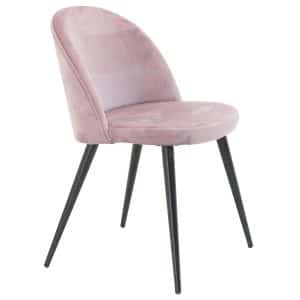 VENTURE DESIGN Velvet spisebordsstol - dusty pink velour og metal