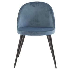 VENTURE DESIGN Velvet spisebordsstol, m. armlæn - blå velour og metal
