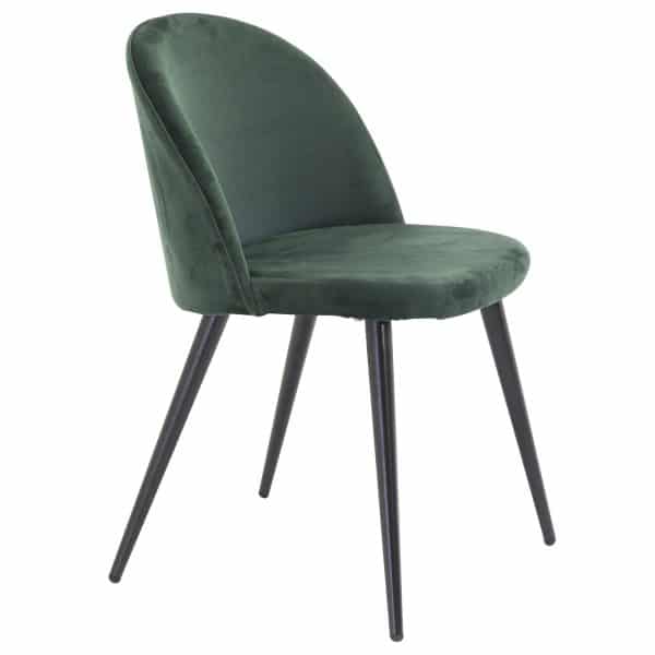 VENTURE DESIGN Velvet spisebordsstol, m. armlæn - grøn velour og metal