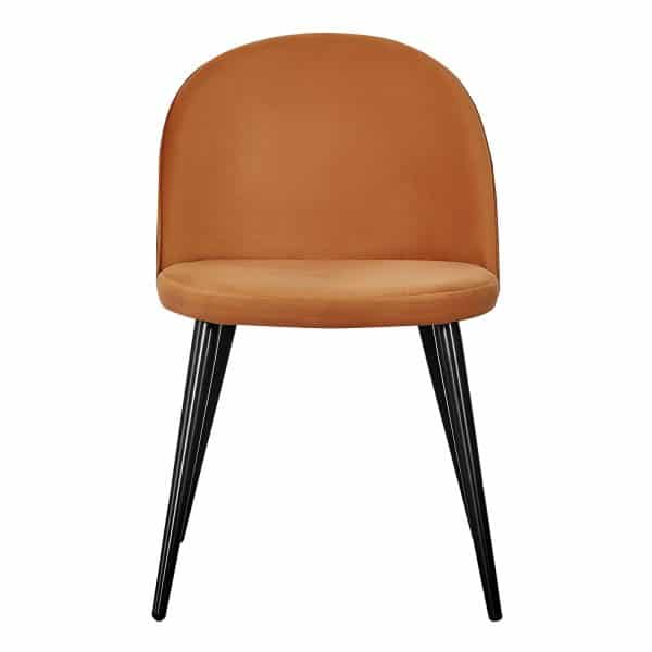 VENTURE DESIGN Velvet spisebordsstol, m. armlæn - rust orange velour og metal