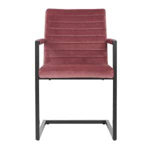 HSM COLLECTION Colorado spisebordsstol, m. armlæn - gammel rosa velour og sort metal