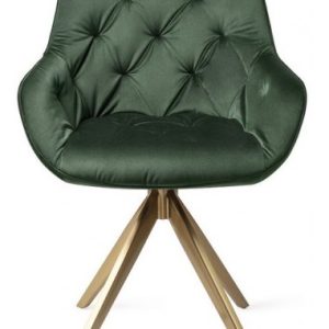 2 x Tara Rotérbare Spisebordsstole H84 cm velour - Guld/Junglegrøn