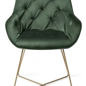 2 x Tara Spisebordsstole H84 cm velour - Guld/Junglegrøn