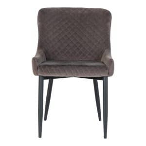 House Nordic Boston Spisebordsstol - grå velour med sorte ben 82