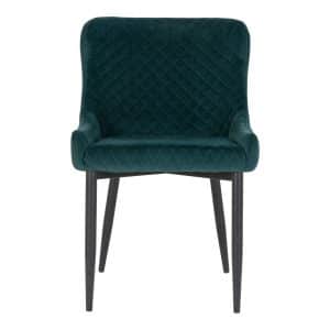 House Nordic Boston Spisebordsstol - grøn velour med sorte ben 82