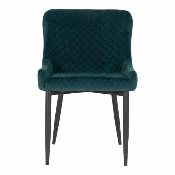 House Nordic Boston Spisebordsstol - grøn velour med sorte ben 82