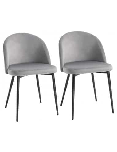 2 x Spisebordsstole i metal og velour H77 cm - Sort/Grå