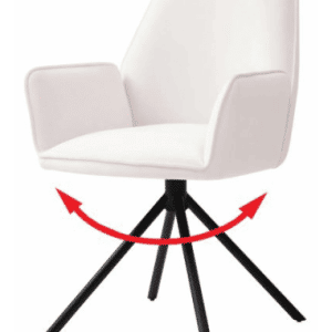 Rotérbar spisebordsstol i metal og velour H86 cm - Sort/Cremebeige