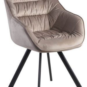 Spisebordsstol i metal og velour H85 cm - Sort/Beige
