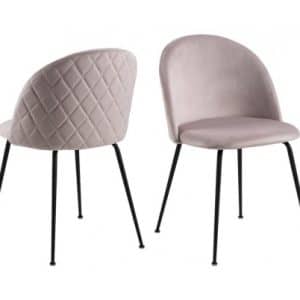 2 x Louise Spisebordsstole i velour H81 cm - Sort/Lyserød