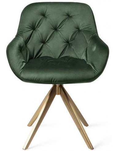 2 x Tara Rotérbare Spisebordsstole H84 cm velour - Guld/Junglegrøn