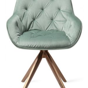 2 x Tara Rotérbare Spisebordsstole H84 cm velour - Rødguld/Jadegrøn