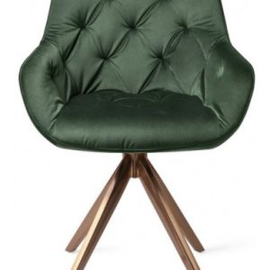 2 x Tara Rotérbare Spisebordsstole H84 cm velour - Rødguld/Junglegrøn