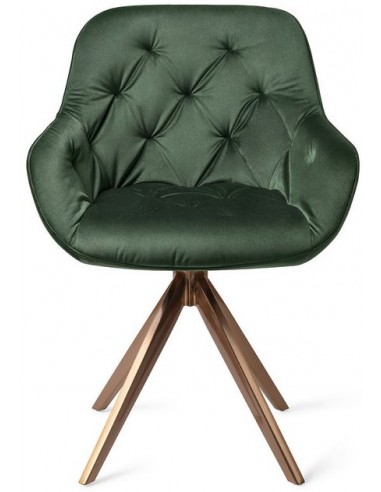 2 x Tara Rotérbare Spisebordsstole H84 cm velour - Rødguld/Junglegrøn