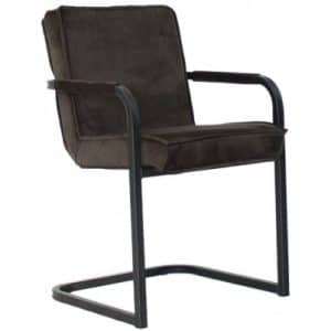 Chloe Spisebordsstol i velour H84 cm - Sort/Antracitbrun