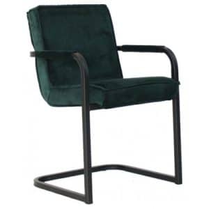 Chloe Spisebordsstol i velour H84 cm - Sort/Mørkegrøn