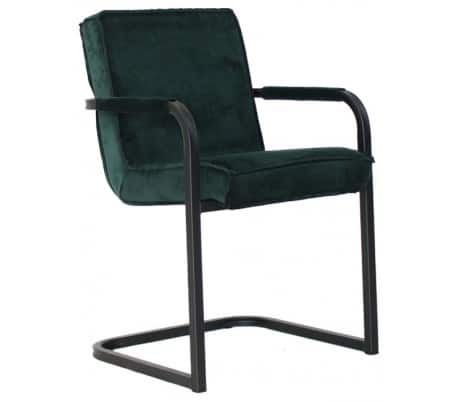 Chloe Spisebordsstol i velour H84 cm - Sort/Mørkegrøn