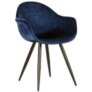 Forli spisesbordsstol i velour og metal H83 cm - Sort/Blå